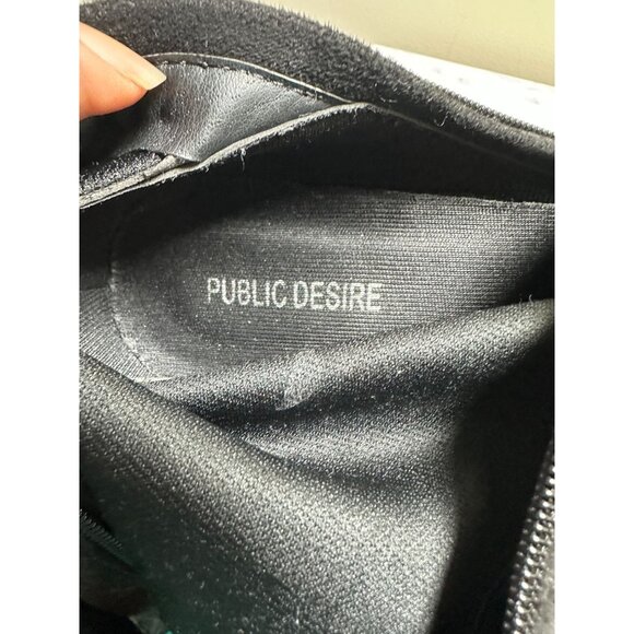 Black Over-The-Knee Boots With Clear Block Heels Public Desire Faux Suede Sz 9 - Picture 4 of 6